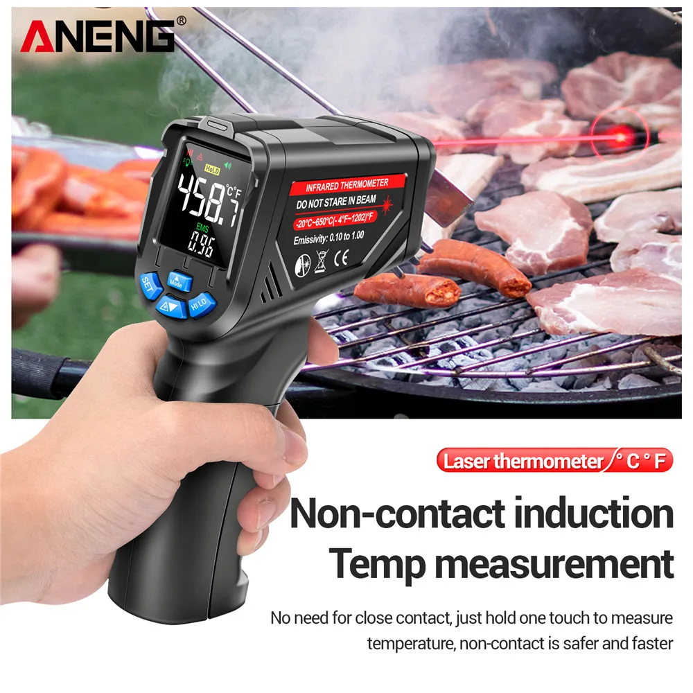 Industrial Laser Thermometer Gun - Infrared Thermometer Digital Non-Contact -20~650℃ ANENG
