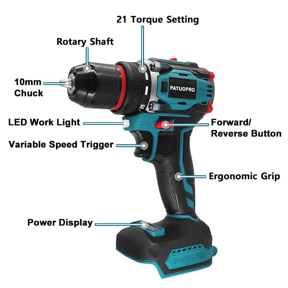 PATUOPRO 21V Wireless Brushles - огляд і ціна Makita Drill Ddf484