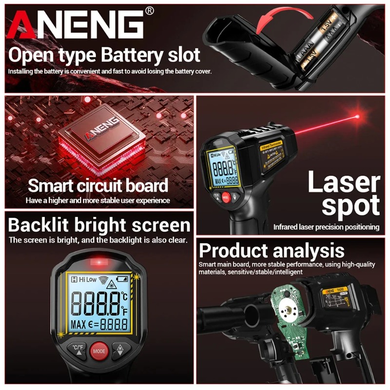 ANENG TH202 Non-contact Infrar - огляд і ціна Industrial Laser Thermometer Gun